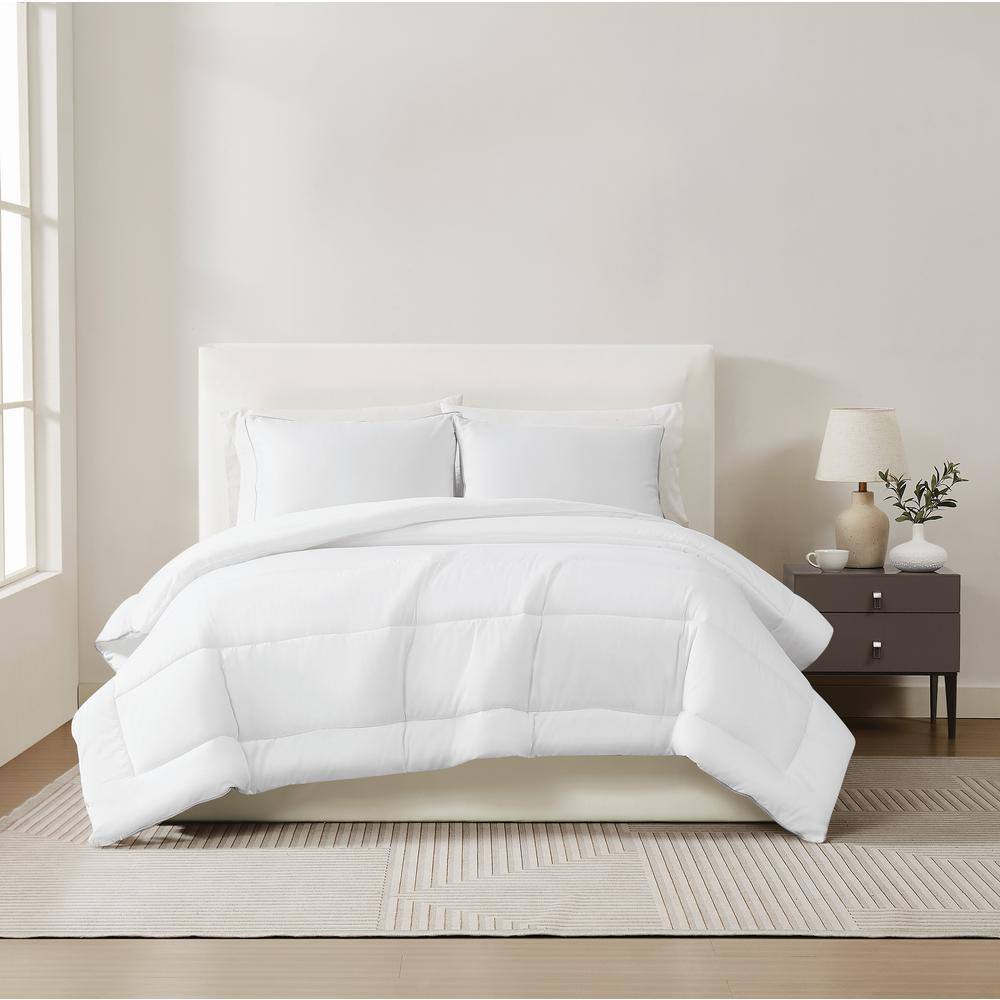 2-Piece White Cotton Sateen Twin/Twin XL Comforter Set