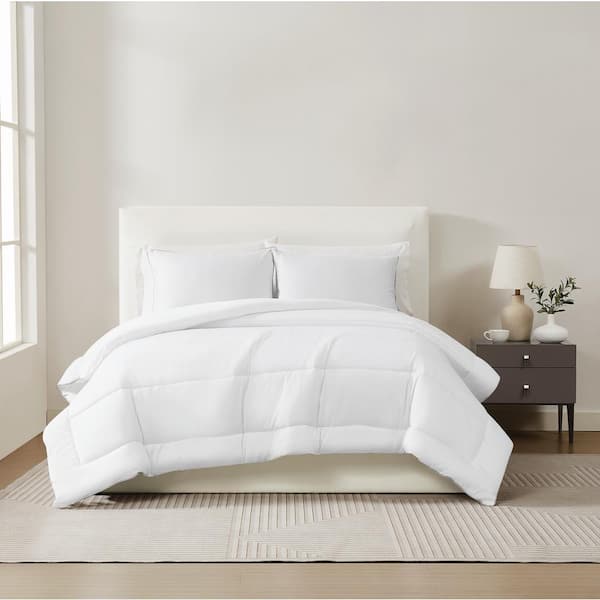Unbranded 2-Piece White Cotton Sateen Twin/Twin XL Comforter Set