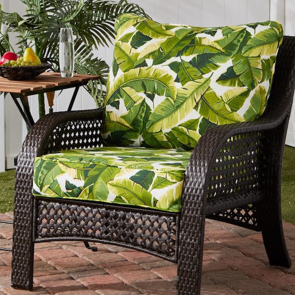 Greendale Home Fashions 25 In X 47 2 Piece Deep Seating Outdoor Lounge Chair Cushion Set Palm Leaves White Oc7820 - Lawn Furniture Cushion Sets