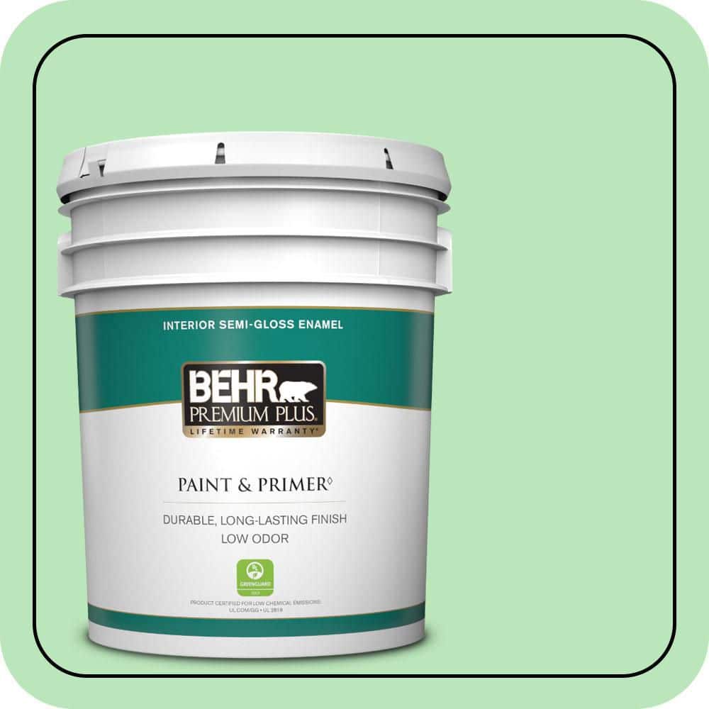 5 gal. #P390-3 Mint Parfait Semi-Gloss Enamel Low Odor Interior Paint & Primer price history on PriceWatchPro