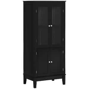 23.5 in. W x 15.75 in. D x 54.25 in. H Black Bathroom Linen Cabinet with Adjustable Shelves