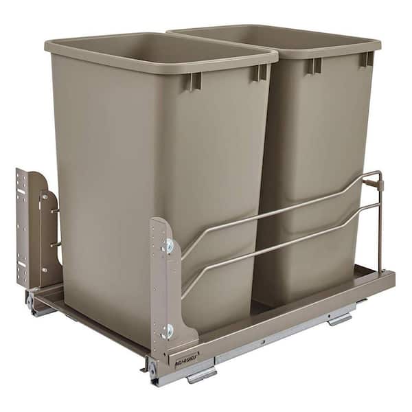 Rev-A-Shelf Champagne Double Pull Out Trash Can 35 qt. with Soft-Close