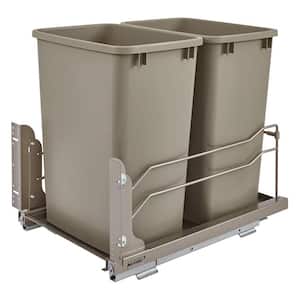 Champagne Double Pull Out Trash Can 35 qt. with Soft-Close