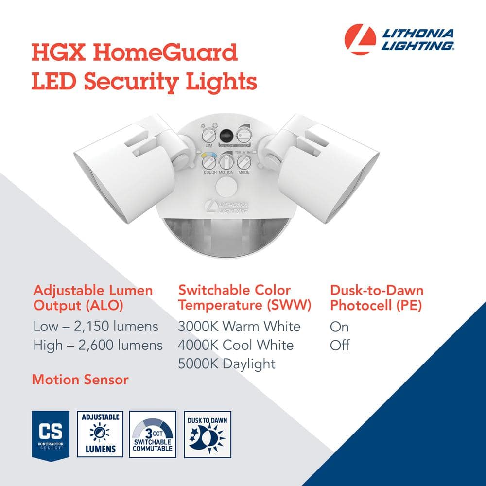 White Dual Head LED Security Flood Light with Motion Sensor