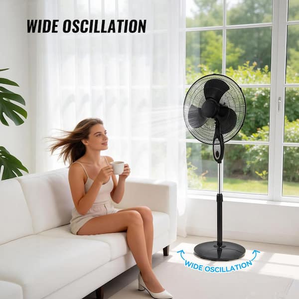 BEYOND BREEZE 18-Inch Stand Fan with Remote, Height Adjustable