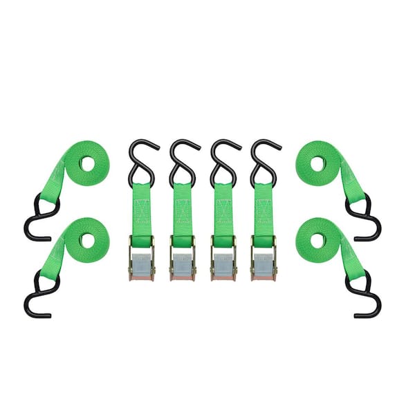 SmartStraps 10 ft. Green Cambuckle Tie Down Straps with 300 lb. Safe Work Load - 4 pack