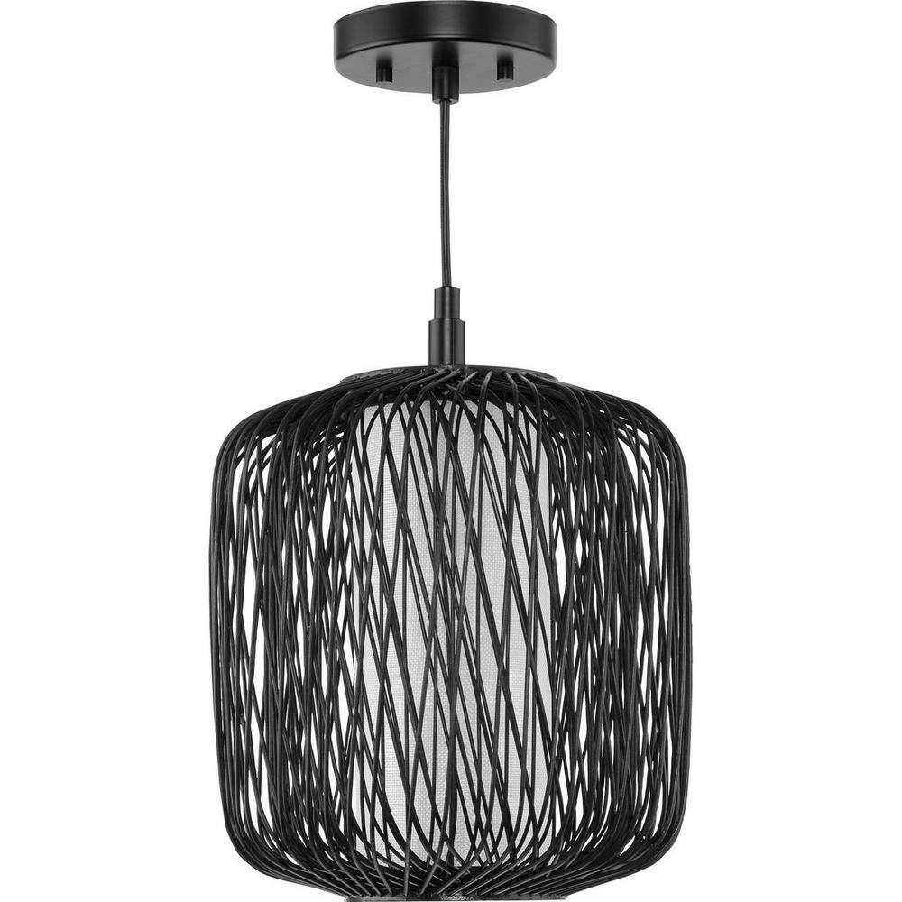 Progress Lighting Cordova Collection 1Light Black Rattan Organic