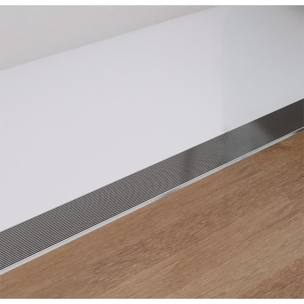 Trench Drain 36 in. x 36 in. x 76-3/4 in. Shower Stall Right Walnut Seat with Grab Bars and Shower Valve in White