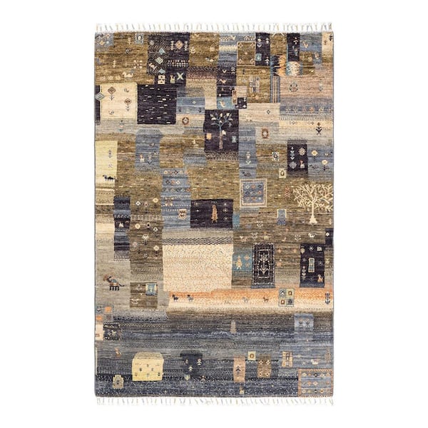 Solo Rugs Tribal One-of-a-Kind Bohemian Gray 3 ft. 10 in. x 6 ft. 2 in. Area Rug