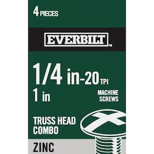1/4 in.-20 x 1 in. Combo Truss Head Zinc Plated Machine Screw (4-Pack)