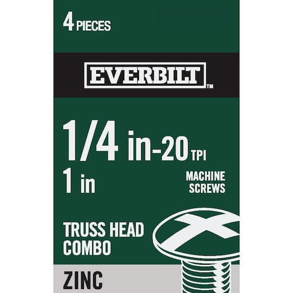 Everbilt 1/4 in.-20 x 1 in. Combo Truss Head Zinc Plated Machine Screw (4-Pack)