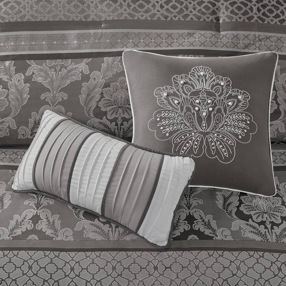 Gray King Jacquard Embroidered 7-Piece Comforter Set