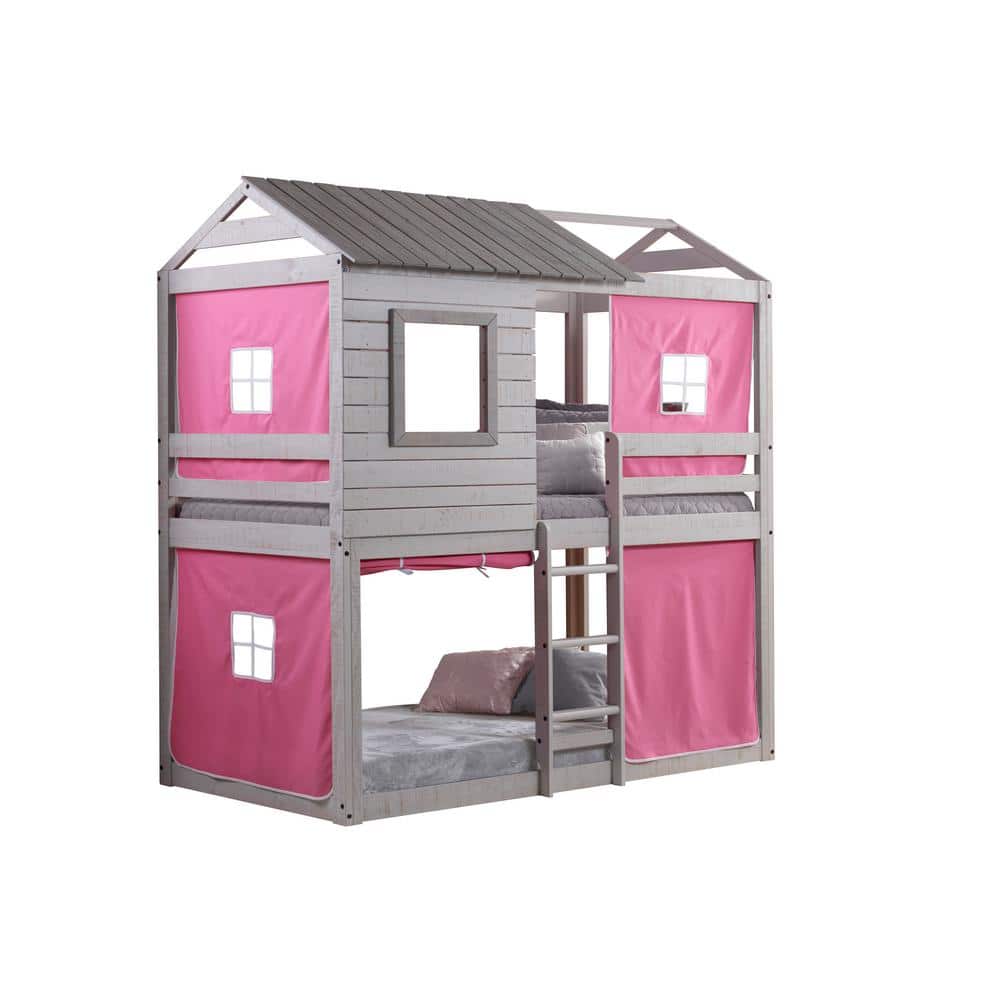 Donco Kids Deer Blind Pink Tent Twin, Pink Bunk Beds