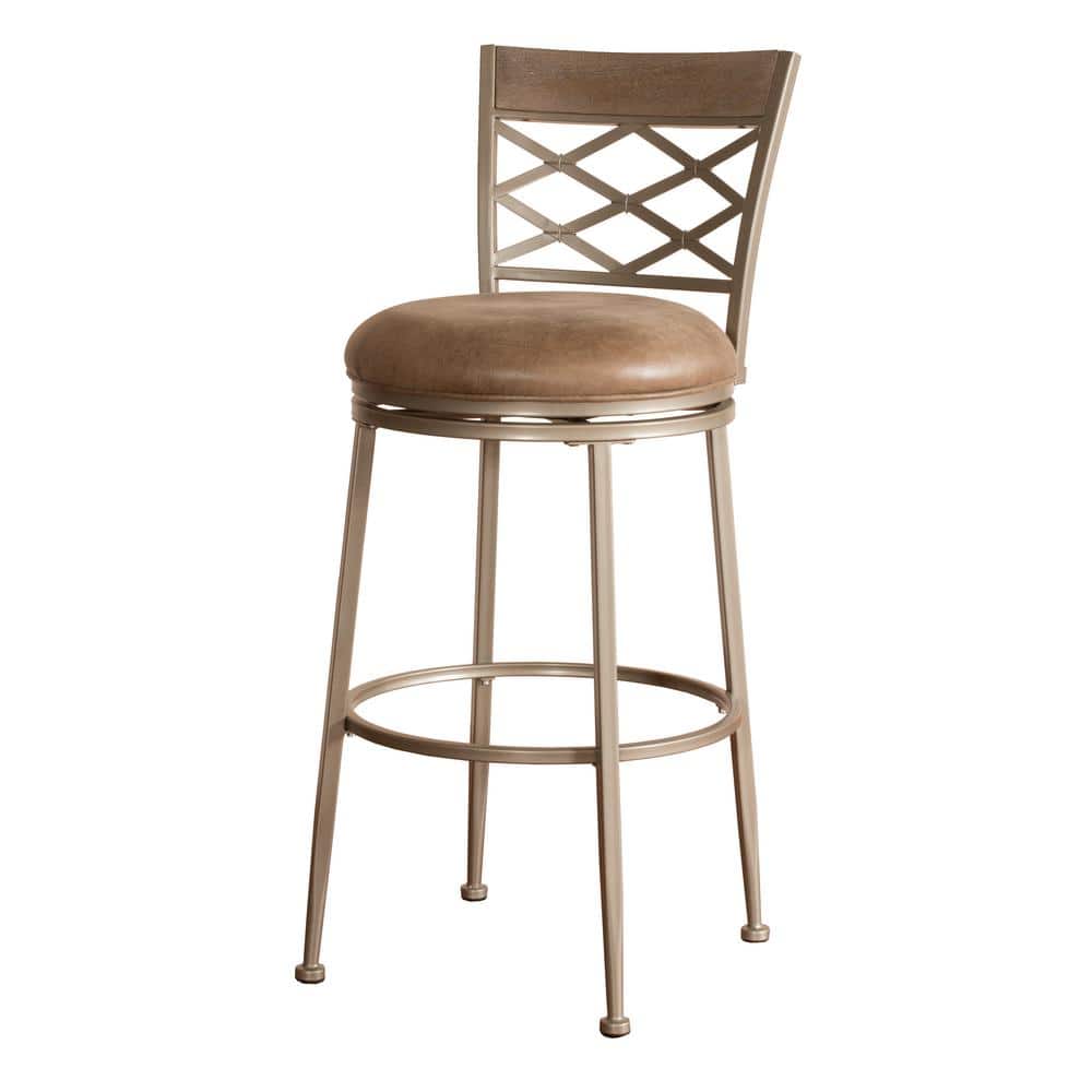 Hutchinson Gray Wood and Metal Swivel Counter Stool