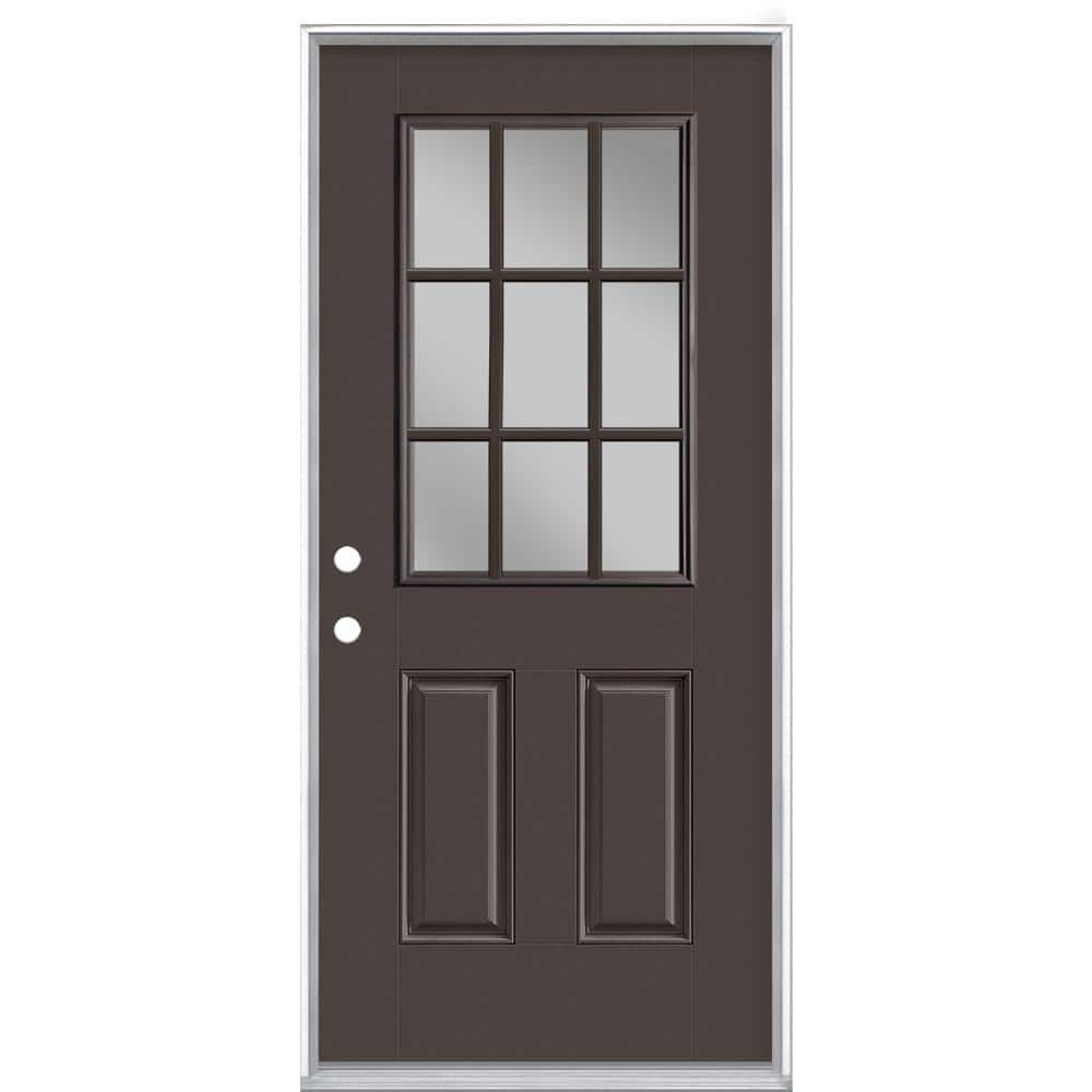 36 in. x 80 in. 9 Lite Willow Wood Right-Hand Inswing Painted Smooth Fiberglass Prehung Front Door with No Brickmold price history on PriceWatchPro