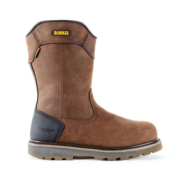 DEWALT Men's Tungsten Waterproof Wellington Work Boots - Alloy Toe - Brown Size 9.5(M)