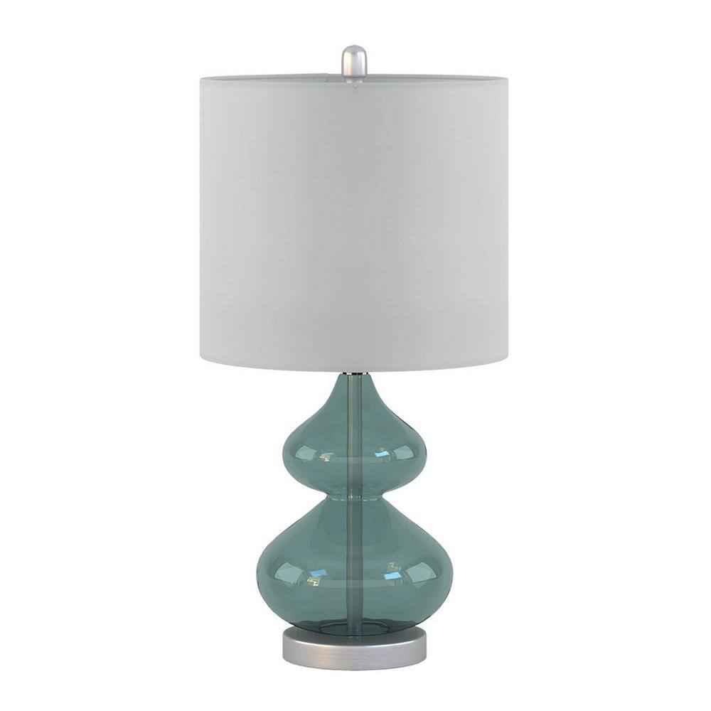 25 in. Blue Glass Table Lamp with Drum Shade price history on PriceWatchPro