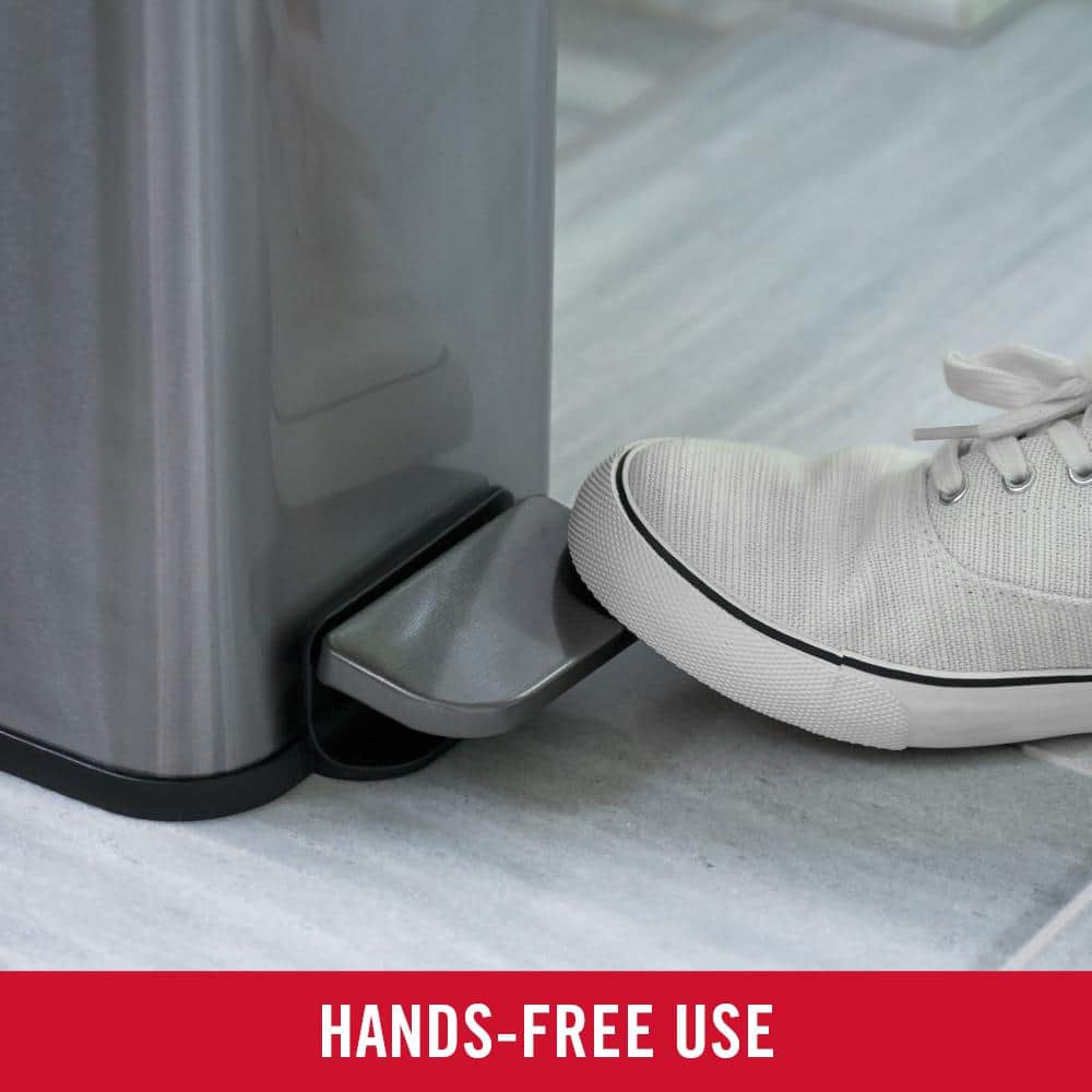 2.6 Gallon Silver Stainless Steel Rectangular Step-On Trash Can