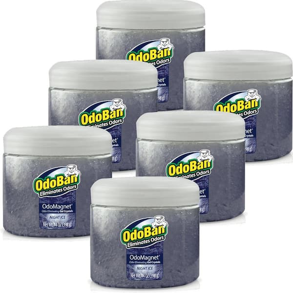 OdoBan 14 oz. OdoMagnet Odor Removing Gel Crystals Odor Absorber and Air Freshener with Odor Eliminator Gel, Night Ice (6-Pack)