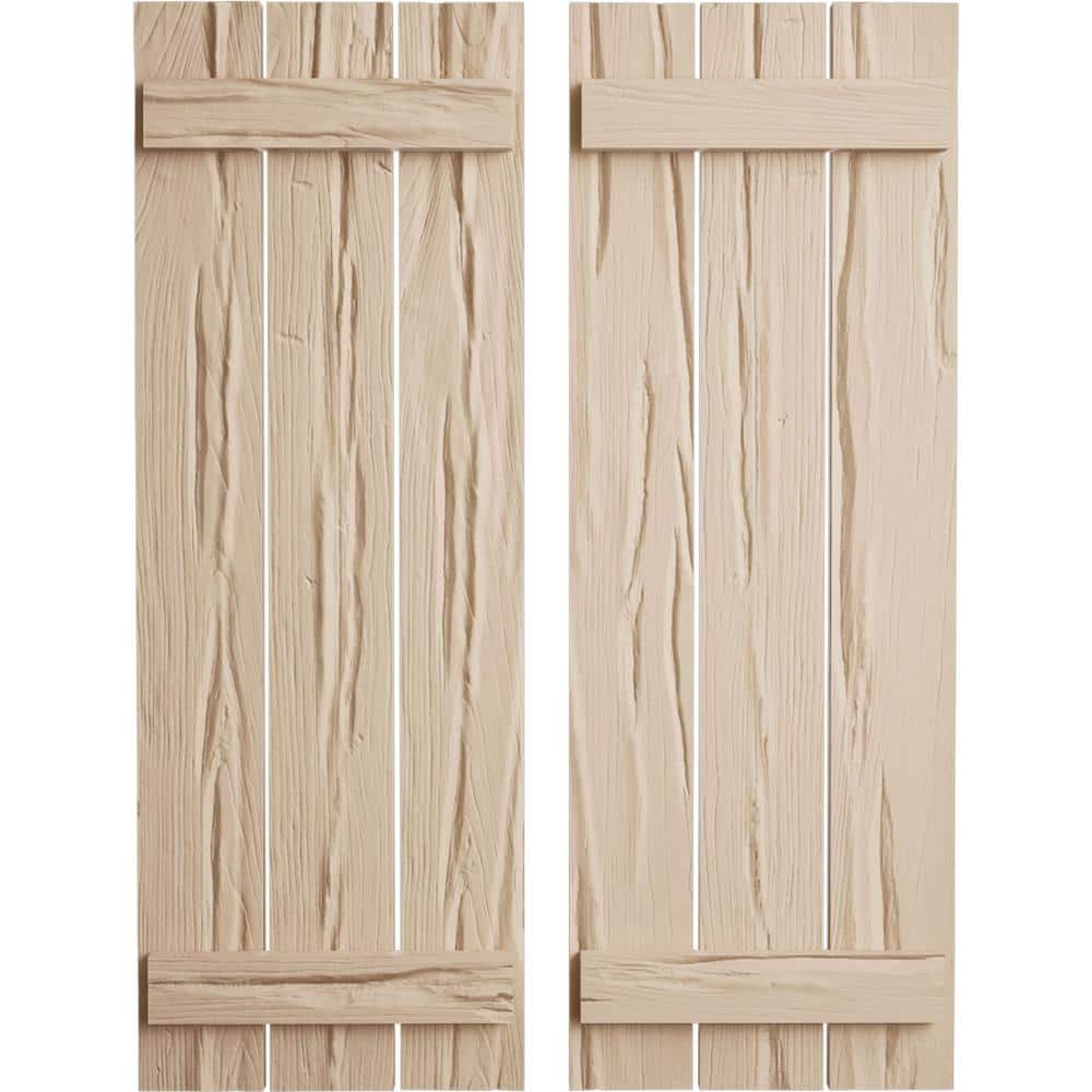 17.5 in. x 42 in. Timberthane Polyurethane 3-Board Spaced Board-n-Batten Riverwood Faux Wood Shutters Pair price history on PriceWatchPro