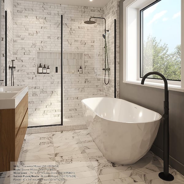 Jeffrey Court Volakas White 4 in. x 16 in. Honed Subway