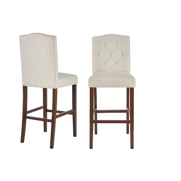 StyleWell Beckridge Biscuit Beige Upholstered Bar Stools with Tufted Back (Set of 2)