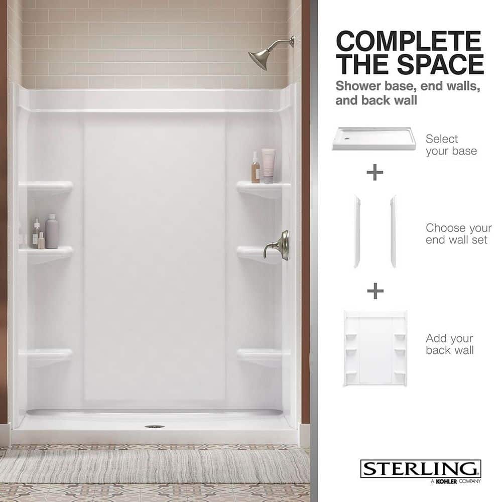 Sterling White Vikrell 60" x 36" Seated Shower Base