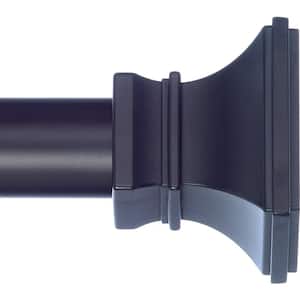 10 ft. Non-Telescoping Drapery Single Rod 1 1/8 in. with Rings in Black with Versailles Finials