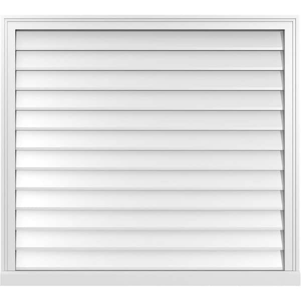 Ekena Millwork 42 in. x 38 in. Vertical Surface Mount PVC Gable Vent: Decorative with Brickmould Sill Frame