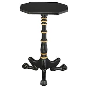 Hounds Leg Petite 17 in. Black Standard Octagon Top Wood Side Table