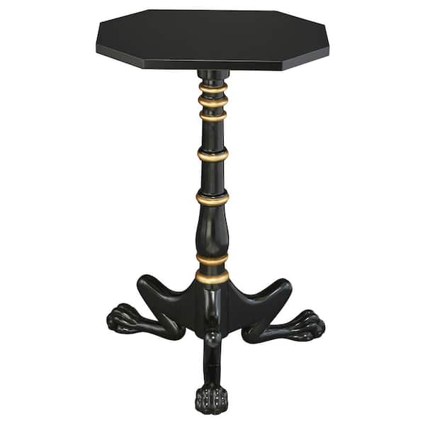 Design Toscano Hounds Leg Petite 17 in. Black Standard Octagon Top Wood Side Table