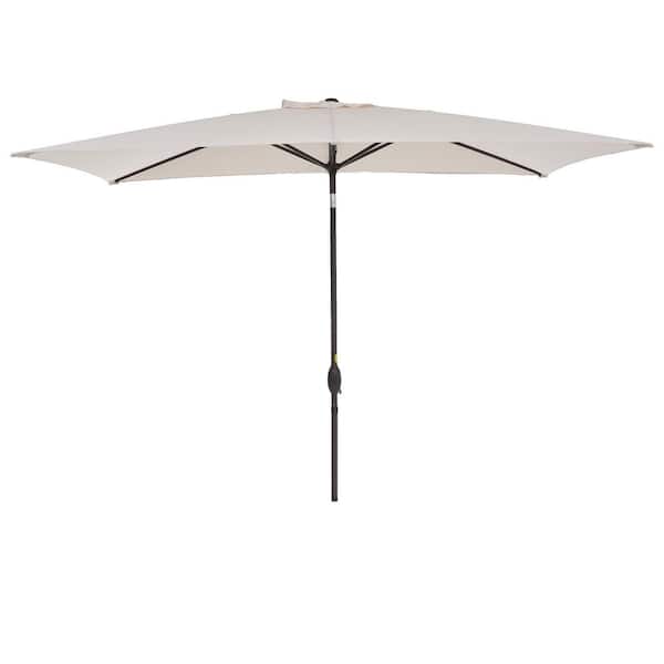 Inner Decor Seymo 10 ft. x 6.5 ft. Steel Rectangular Market Tilt Patio Umbrella in Beige Without Base