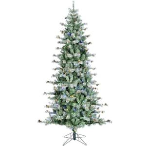 7.5-ft. Pre-Lit Buffalo Fir Green Slim Artificial Artificial Christmas Tree, Multi-Color LED Lights