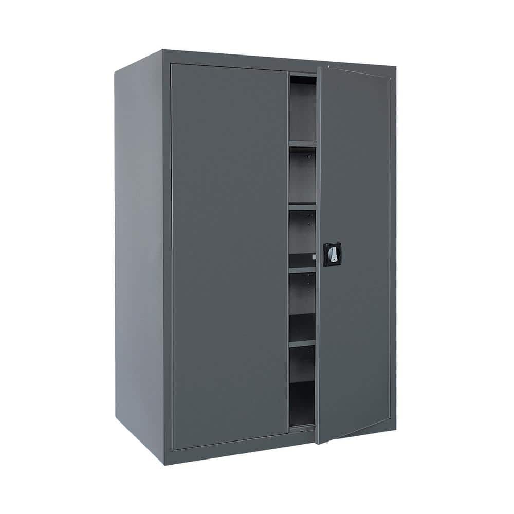 Gray Steel Freestanding Lockable Office Cabinet with Adjustable Shelving