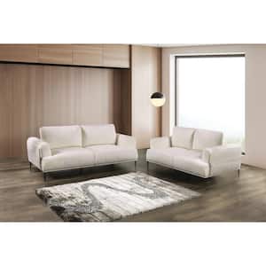 Orlandi 65 in. White Chenille 2-Seater With Extendable Backrest