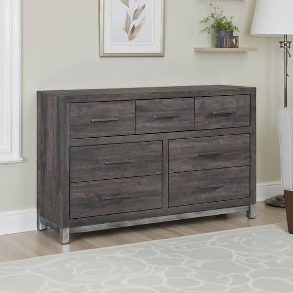 gray brown stained dresser STOREMOLLA 5-drawer dresser
