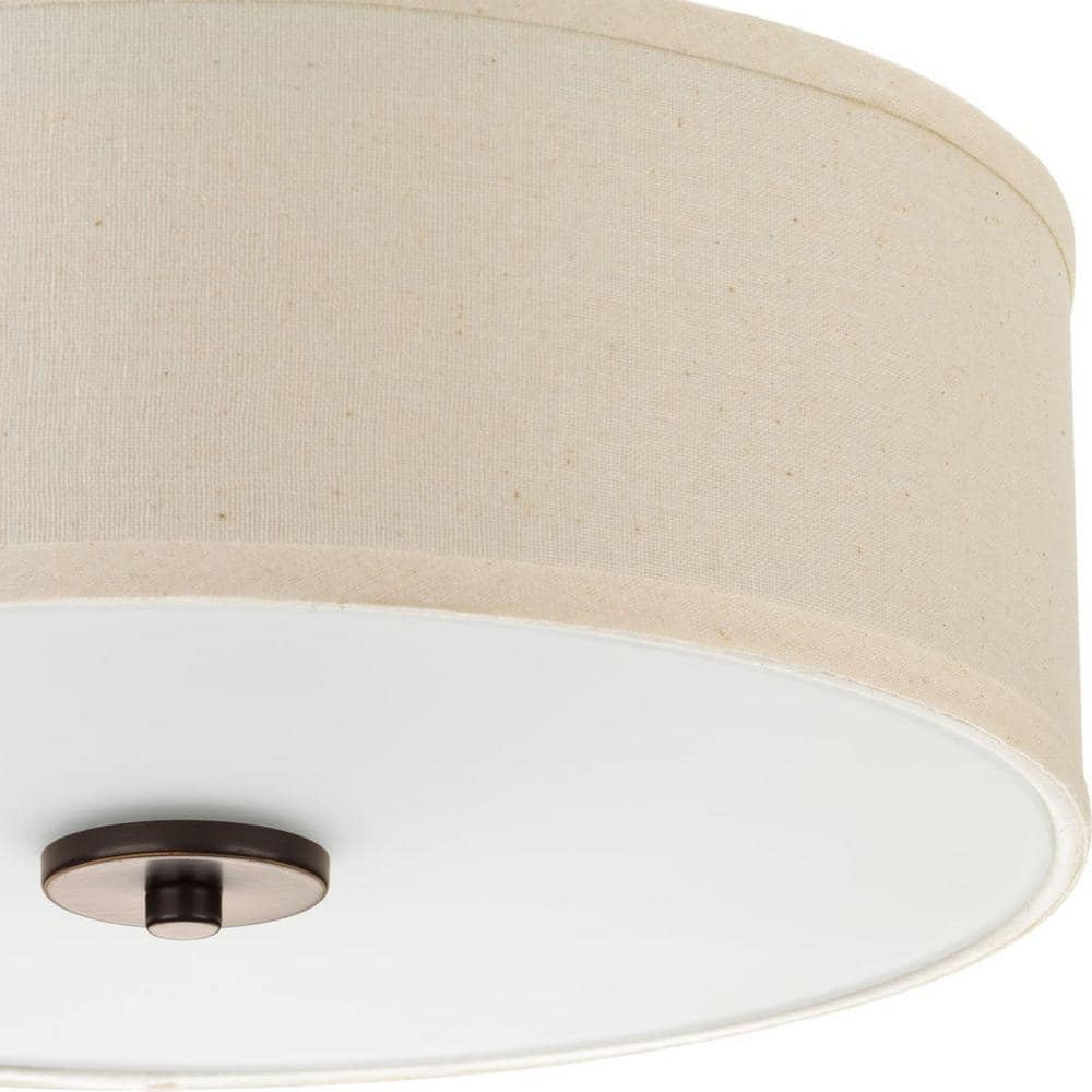 Elegant Bronze 16" Drum Flush Mount with Etched Glass Diffuser
