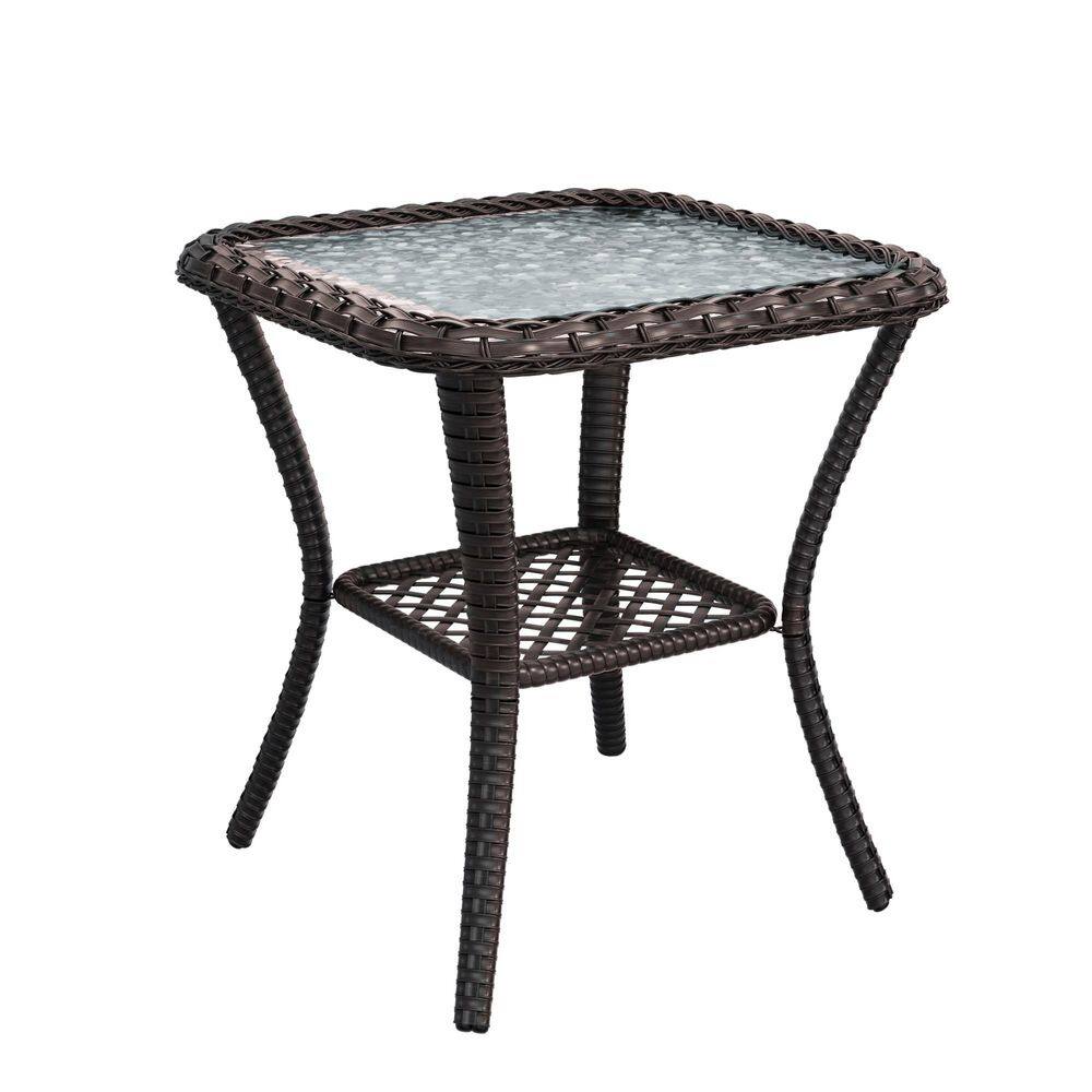 Dark Brown Patio Outdoor Wicker Coffee Table Double-Deck Side Table price history on PriceWatchPro