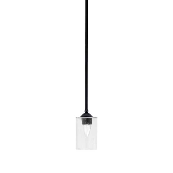 Unbranded Clevelend 100-Watt 1-Light Black Pendant Mini Pendant Light with Clear Bubble Glass Shade Light Bulb Not Included