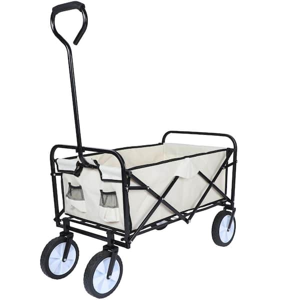 Tidoin 4 cu. ft. Steel Portable Rolling Folding Garden Cart with 360-Degree Swivel Anti-Slip Wheels and Adjustable Handle
