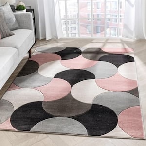 Good Vibes Blush Pink 9 ft. 3 in. x 12 ft. 6 in. Helena Modern Geometric Area Rug