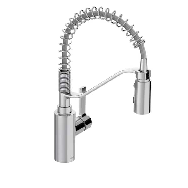 MOEN Genta LX Single Handle Pre-Rinse Spring Pull Down Sprayer Kitchen Faucet with Power Boost in Chrome