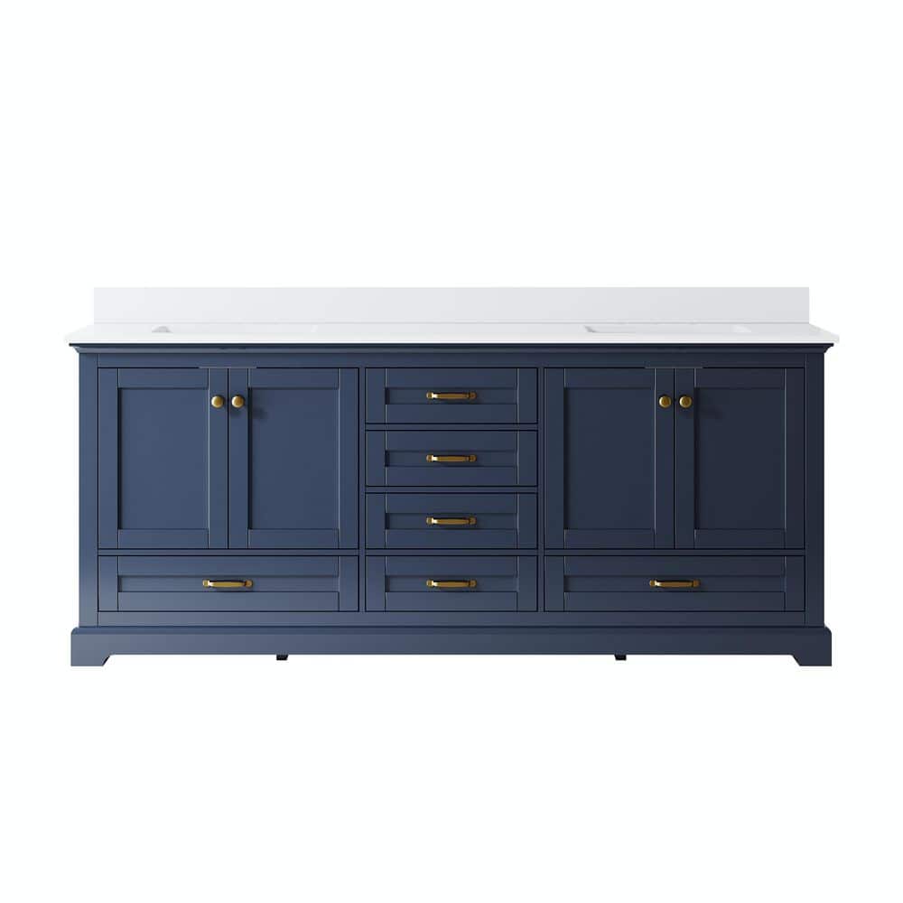 80 in. Freestanding Solid Wood Navy Bath Vanity with White Cultured Marble Top Assembled, Soft-close Door and Drawer price history on PriceWatchPro