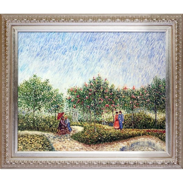 LA PASTICHE Couples in Voyer d Argenson Park at Asnierse by Vincent Van Gogh Champagne Framed People Art Print 26 in. x 30 in.