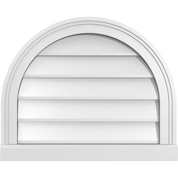 Ekena Millwork 22 in. x 18 in. Round Top White PVC Paintable Gable Louver Vent Non-Functional