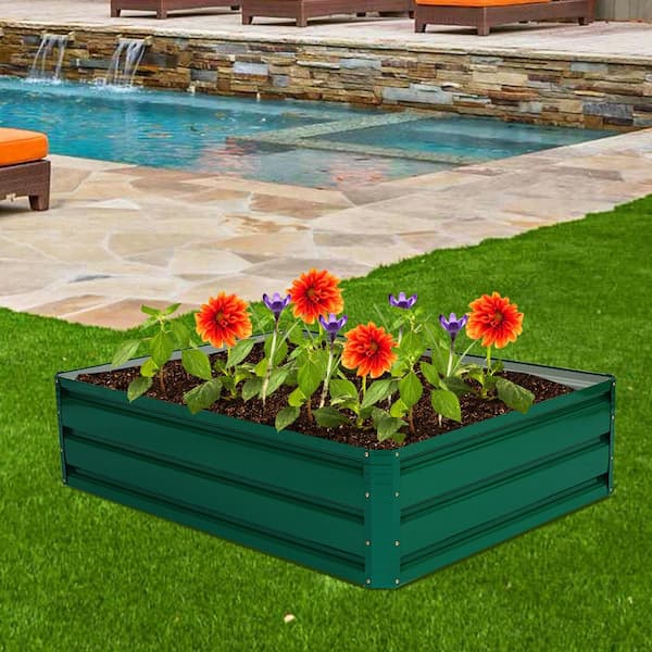 47 in. L x 35.5 in. W Dark Green Steel Raised Bed Vegetable Flower Plant