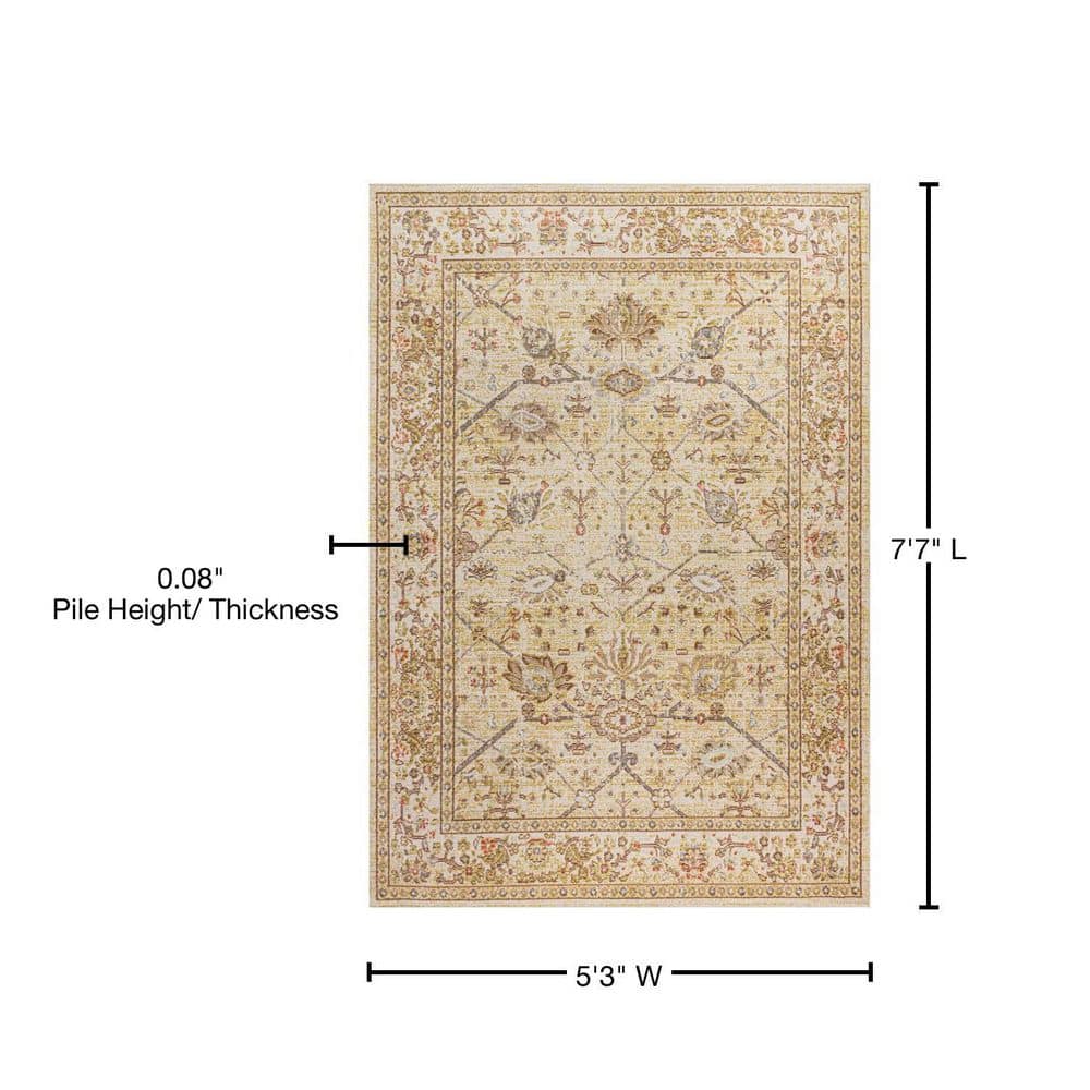 Modern Persian Ivory Floral 8' x 10' Easy-Care Synthetic Rug