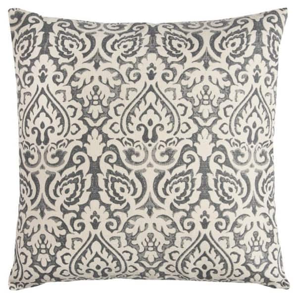 HomeRoots Light Gray Solid Polyester 22 in. x 22 in. Throw Pillow