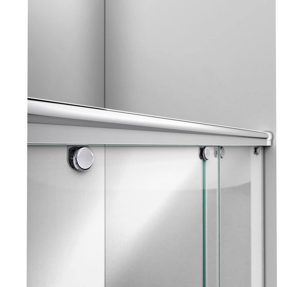 Charisma Frameless Clear Glass Sliding Shower Kit with Brushed Nickel Hardware