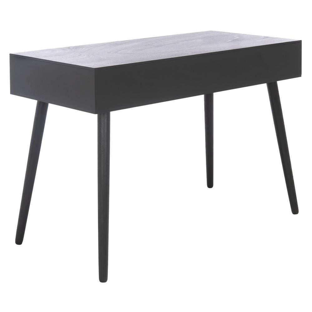 Mid-Century Charm Black Writing Desk with Splayed Legs and Drawer